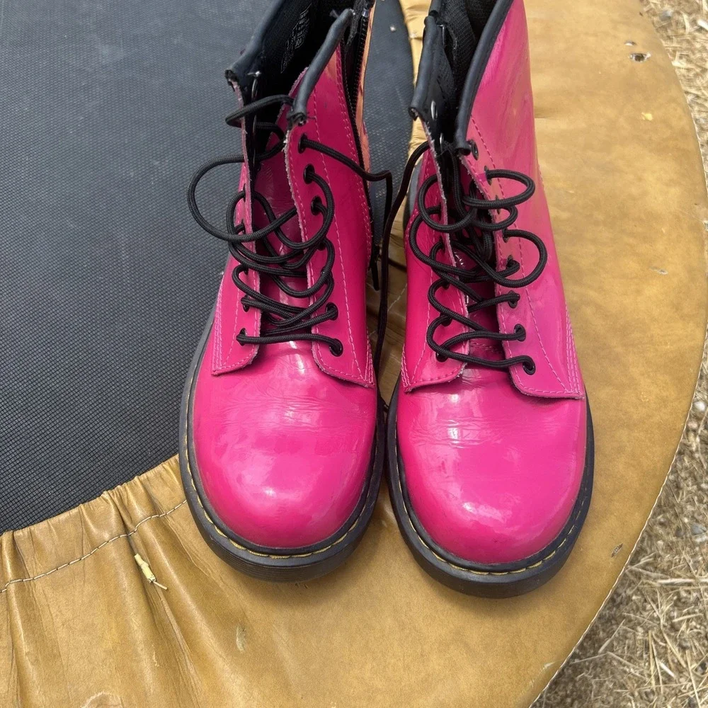 Dr. Martens 1460 J Youth Girls Size 4 Euro 36 Leather Zip Boots Hot Pink Doc